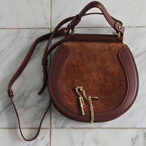 Elegant Brown Leather Saddle Bag